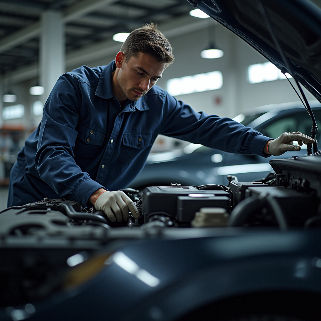 Детальний огляд технічного стану автомобіля: механік перевіряє двигун, ходову частину та електроніку вживаного авто, використовуючи діагностичне обладнання в професійному автосервісі