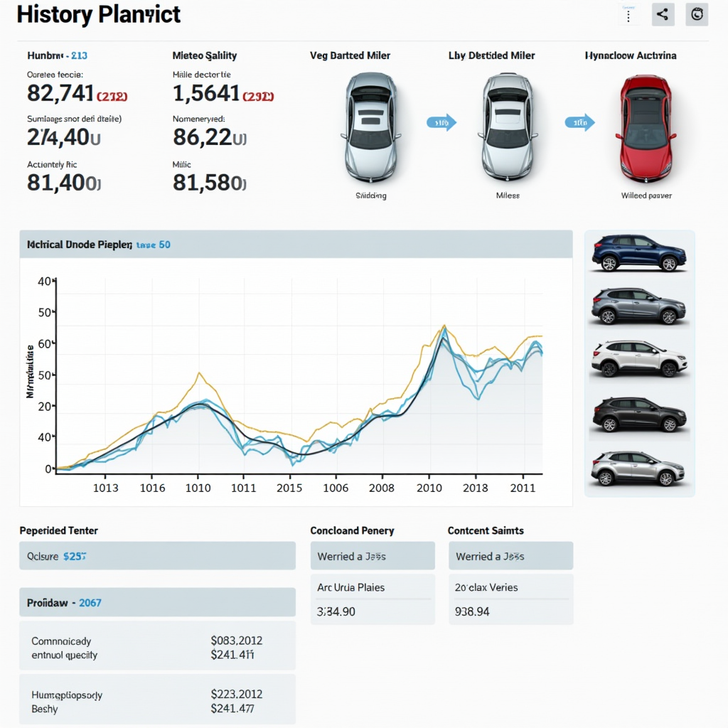 Приклад детального звіту про історію автомобіля з комерційного сервісу, показано графіки пробігу, таймлайн власників, фотографії з різних періодів та інформацію про ДТП